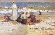 Edward Henry Potthast Prints At the beach oil painting reproduction